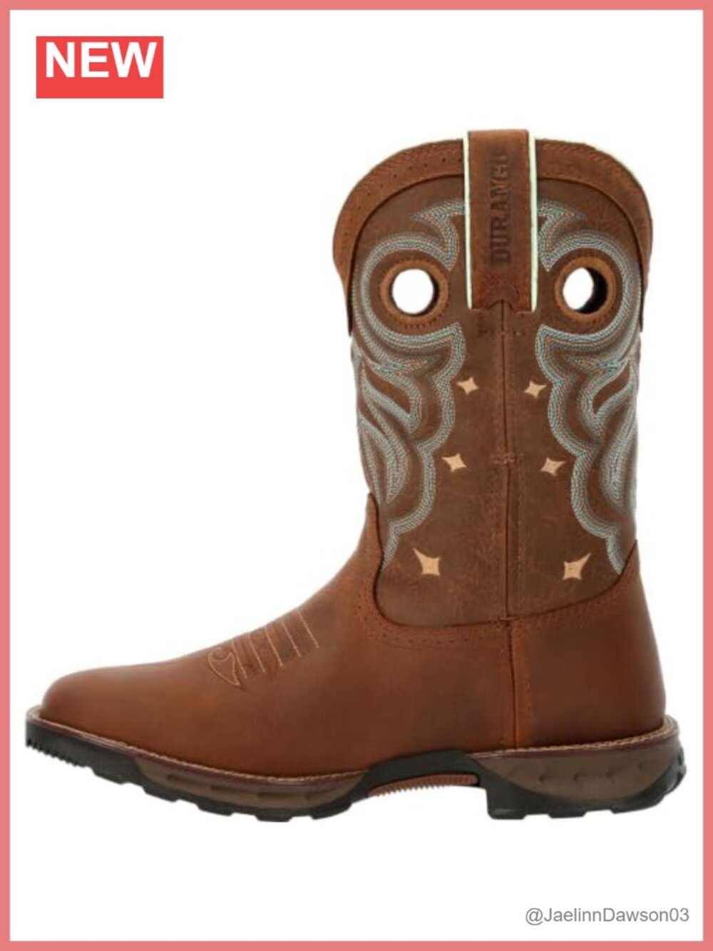 Waterproof Full-Grain Leather Western Work Boot Pull-On Square Toe